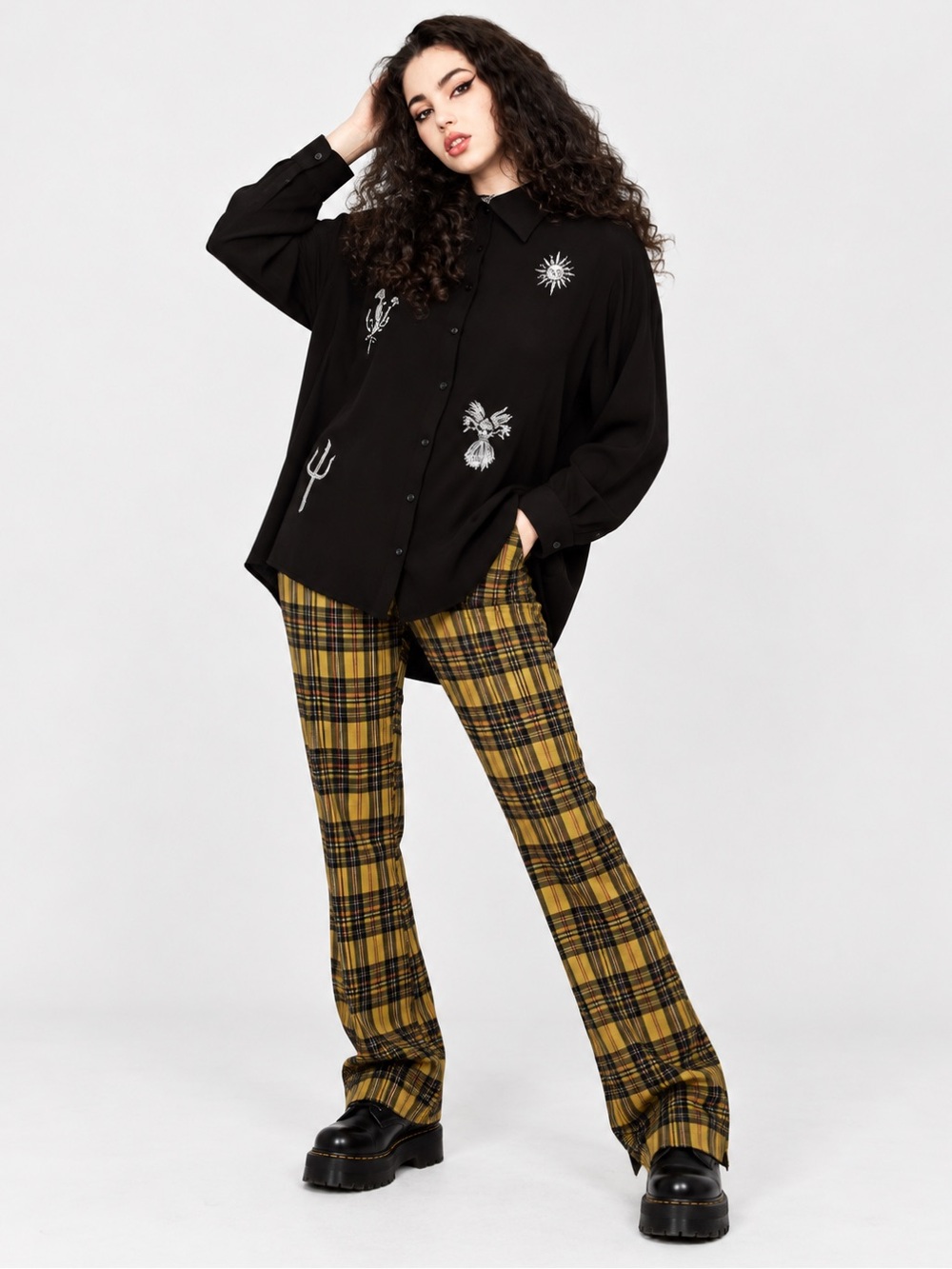 Disturbia Harvest Embroidered Oversized Shirt US 4 / UK 8